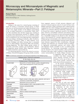 Microscopy and Microanalysis of Magmatic and Metamorphic Minerals—Part 2: Feldspar