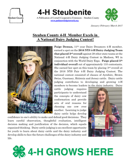 4-H Steubenite a Publication of Cornell Cooperative Extension – Steuben County
