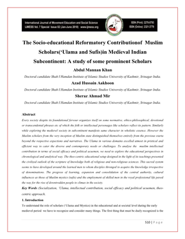 The Socio-Educational Reformatory Contributionof Muslim Scholars