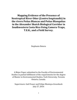 Mapping Evidence of the Presence of Neotropical River Otter