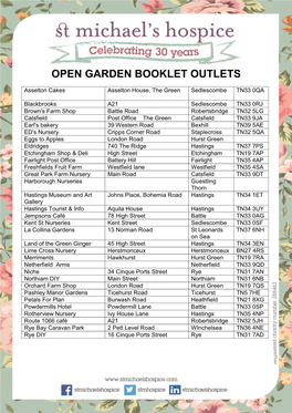 Open Garden Booklet Outlets