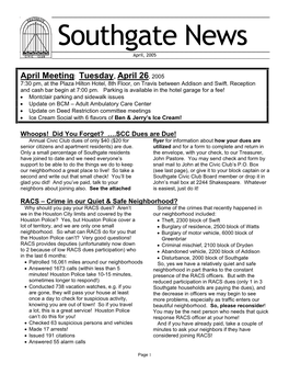 Southgate News April, 2005