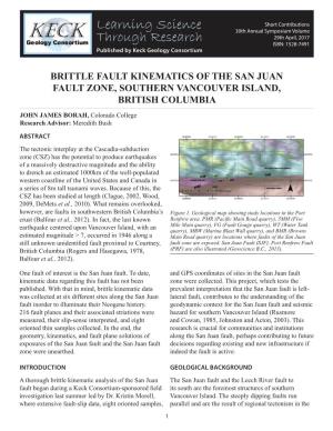 Brittle Fault Kinematics of the San Juan Fault Zone, Southern Vancouver Island, British Columbia