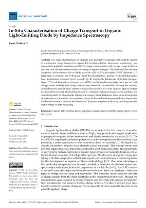 In-Situ Characterisation of Charge Transport in Organic Light-Emitting Diode by Impedance Spectroscopy