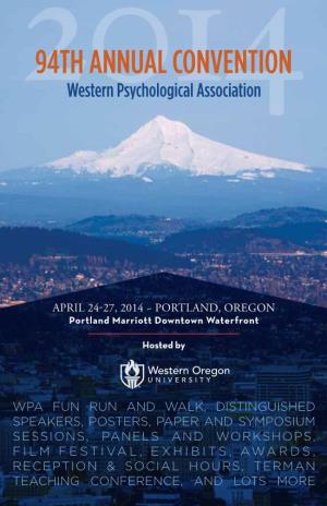 94Th Annual Convention 2014Western Psychological Association