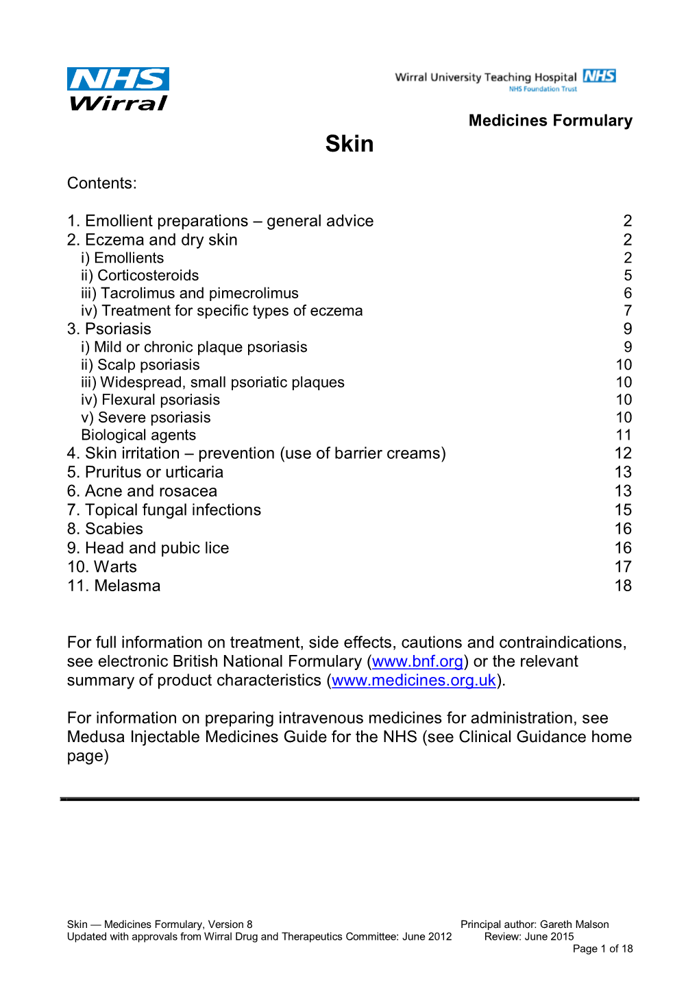 Skin Formulary