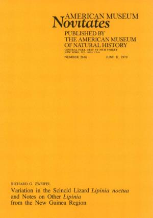 Novttates AMERICAN MUSEUM PUBLISHED by the AMERICAN MUSEUM of NATURAL HISTORY CENTRAL PARK WEST at 79TH STREET NEW YORK, N.Y