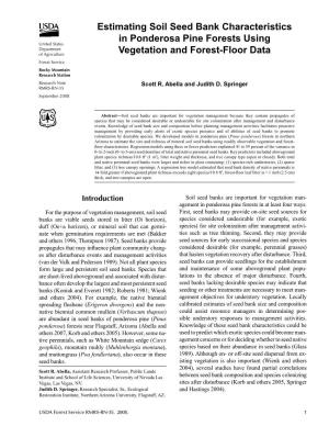 Estimating Soil Seed Bank Characteristics in Ponderosa Pine Forests Using Vegetation and Forest-Floor Data