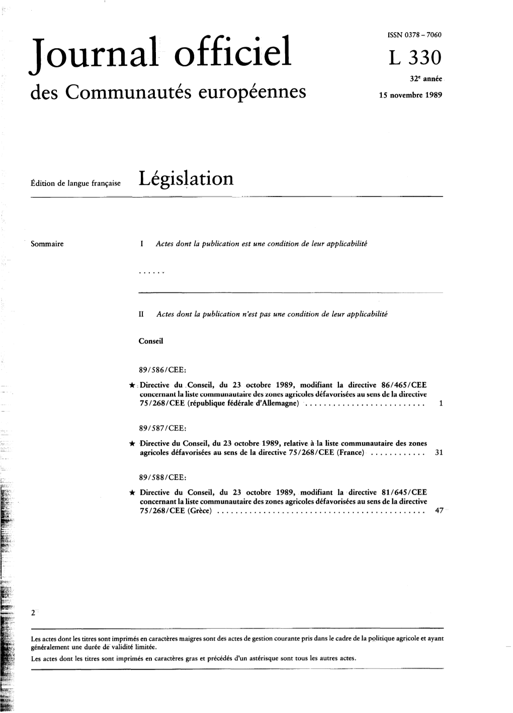 Journal Officiel L 330 32E Annee Des Communautés Européennes 15 Novembre 1989