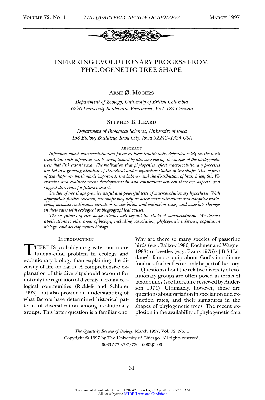 Inferring Evolutionary Process from Phylogenetic Tree Shape