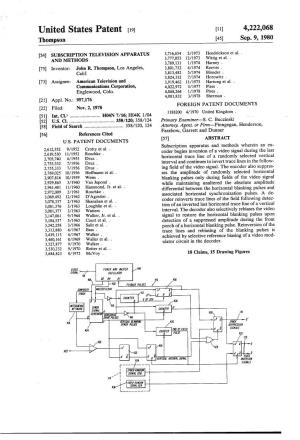United States Patent (19) 11) 4,222,068 Thompson 45) Sep