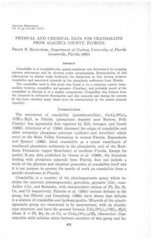 PHYSICAL and CHEMICAL DATA for CRANDALLITE from ALACHUA COUNTY, FLORIDA Fnrnr N