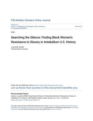 Finding Black Women's Resistance to Slavery In