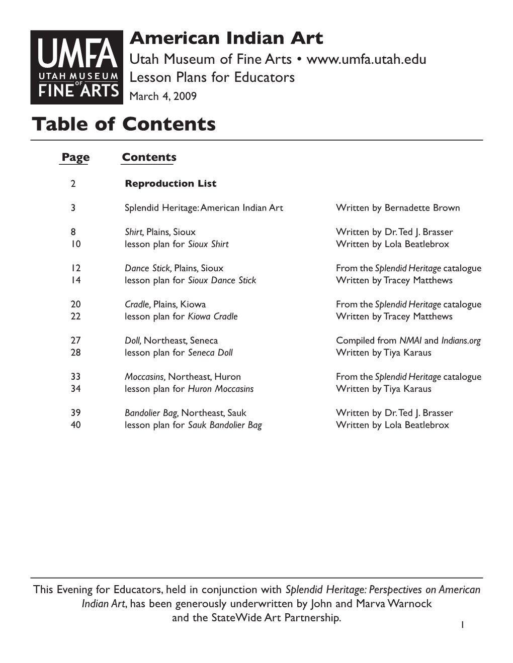 Table of Contents