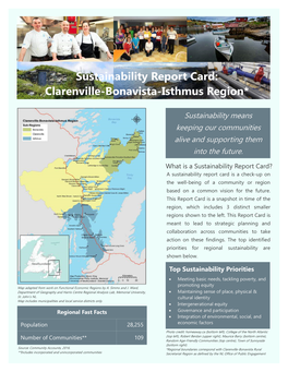 Sustainability Report Card: Clarenville-Bonavista-Isthmus Region*