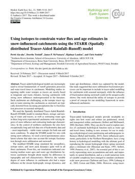 Using Isotopes to Constrain Water Flux and Age Estimates in Snow