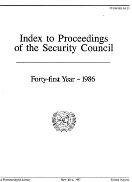 Index to Proceedings of the Security Council, Forty-First Year -- 1986