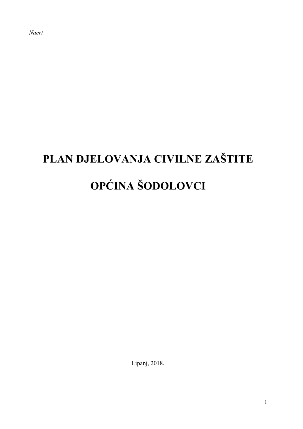 Plan Djelovanja Civilne Zaštite Općine Šodolovci