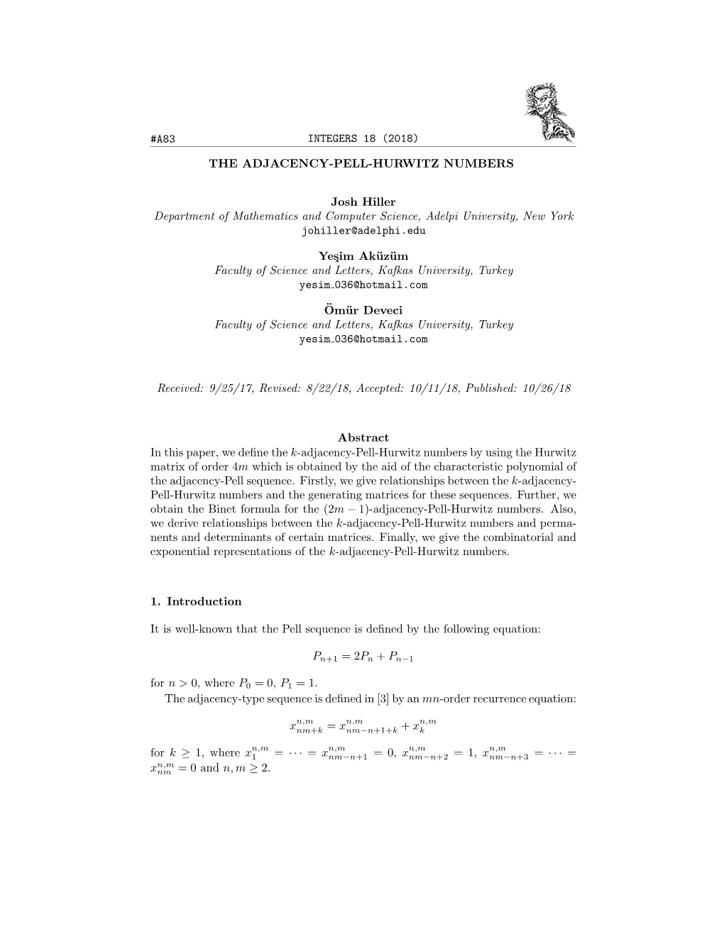 Josh Hiller Department of Mathematics and Computer Science, Adelpi University, New York Johiller@Adelphi.Edu