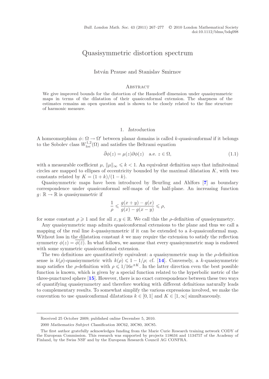 Quasisymmetric Distortion Spectrum