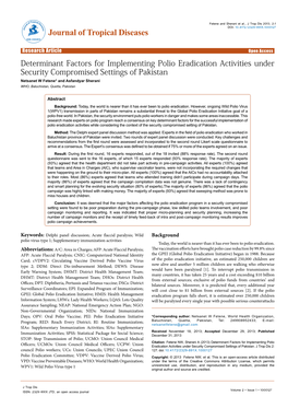 Determinant Factors for Implementing Polio Eradication Activities Under