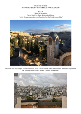 Journal of the 2017 Cemes Study Pilgrimage to Jerusalem
