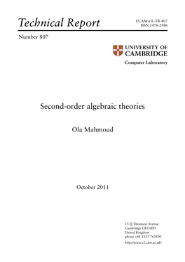 Second-Order Algebraic Theories