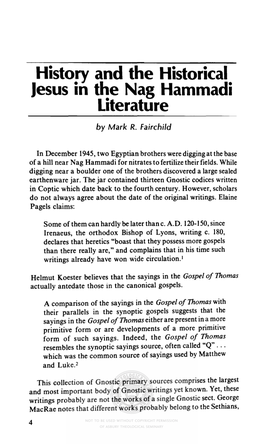 History and the Historical Jesus in the Nag Hammadi Literature