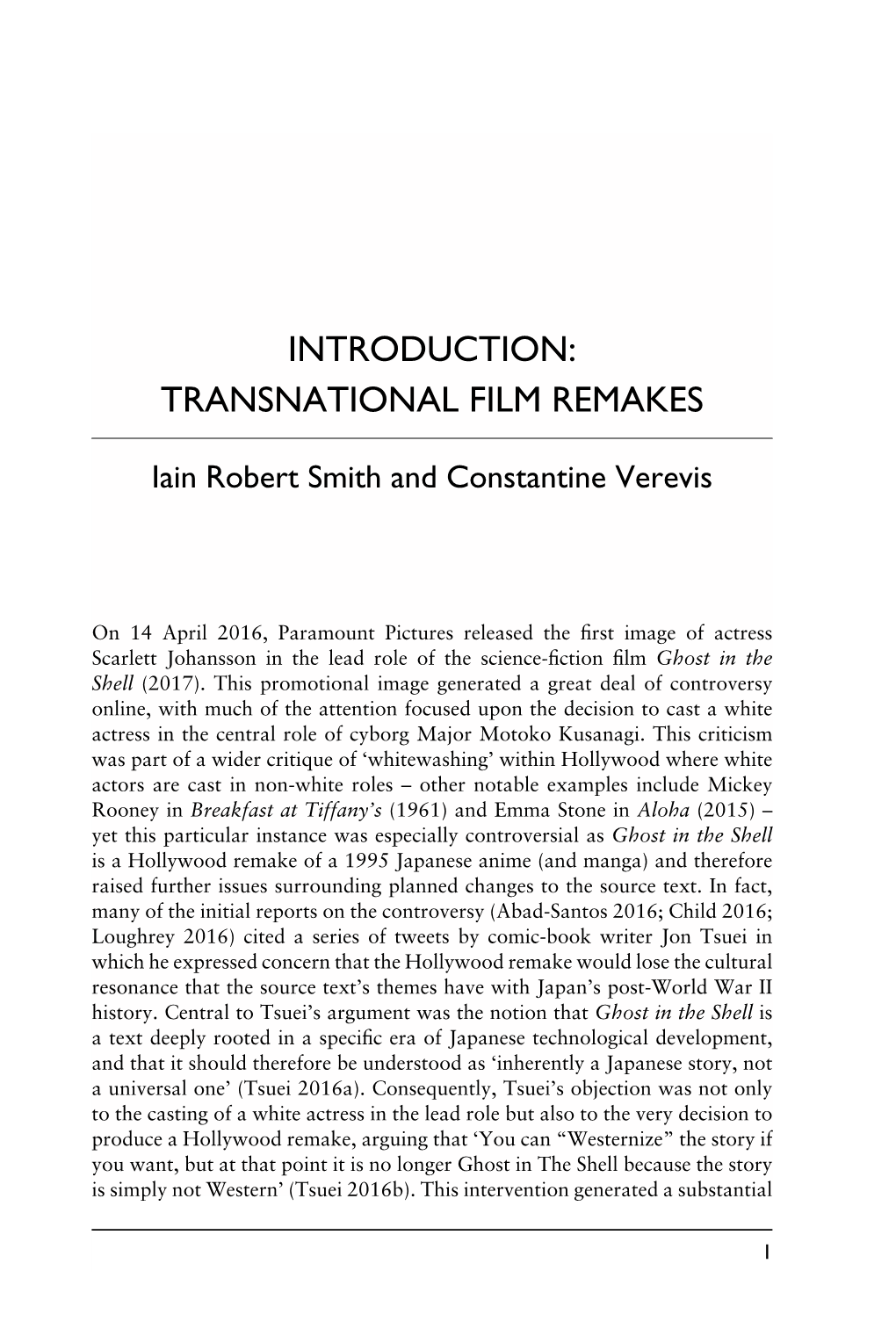 Introduction: Transnational Film Remakes