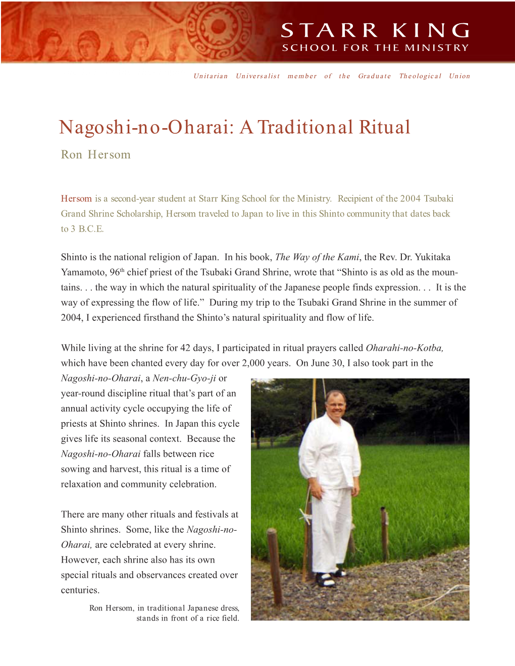 Nagoshi-No-Oharai: a Traditional Ritual Ron Hersom