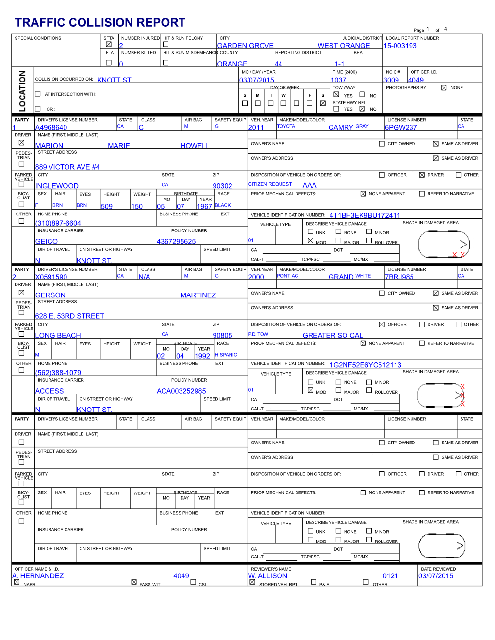 Traffic Collision Report