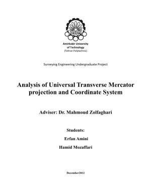 Analysis of Universal Transverse Mercator Projection and Coordinate System