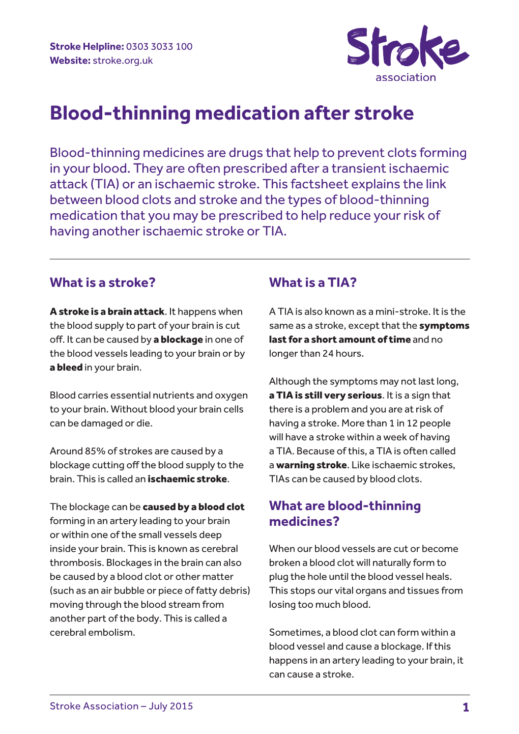 Blood-Thinning Medication After Stroke