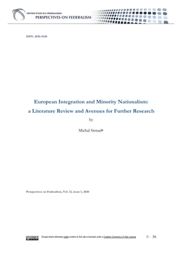 European Integration and Minority Nationalism: a Literature Review and Avenues for Further Research By