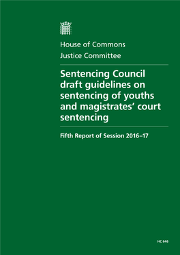 Sentencing Council Draft Guidelines on Sentencing of Youths and Magistrates' Court Sentencing