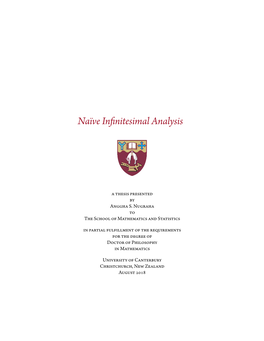 Naïve Infinitesimal Analysis