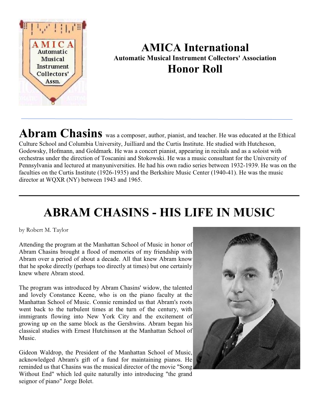 Abram Chasins Was a Composer, Author, Pianist, and Teacher