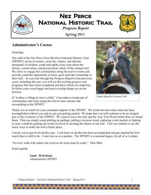 Nez Perce National Historic Trail Progress Report Spring 2013