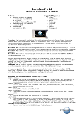 Powercam Pro 5.2 Universal Professional CA Module