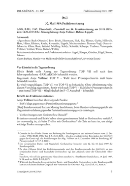 1 [86.] 30. Mai 1989: Fraktionssitzung