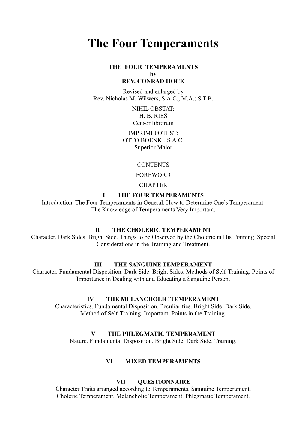 The Four Temperaments