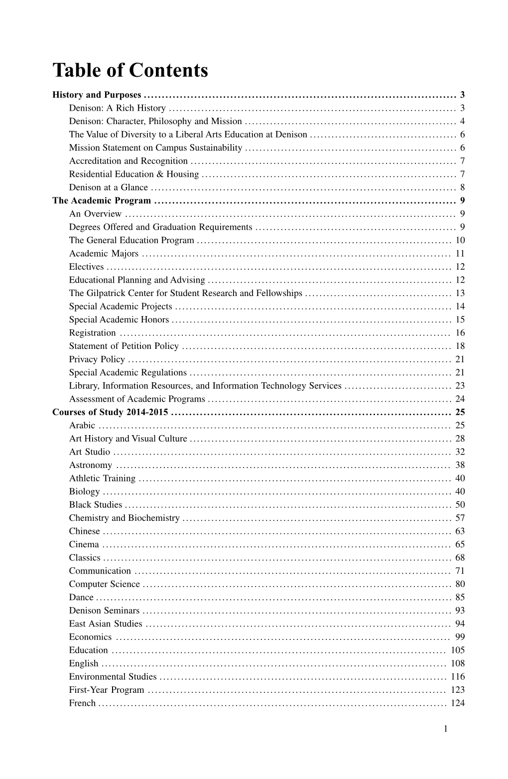 Table of Contents History and Purposes