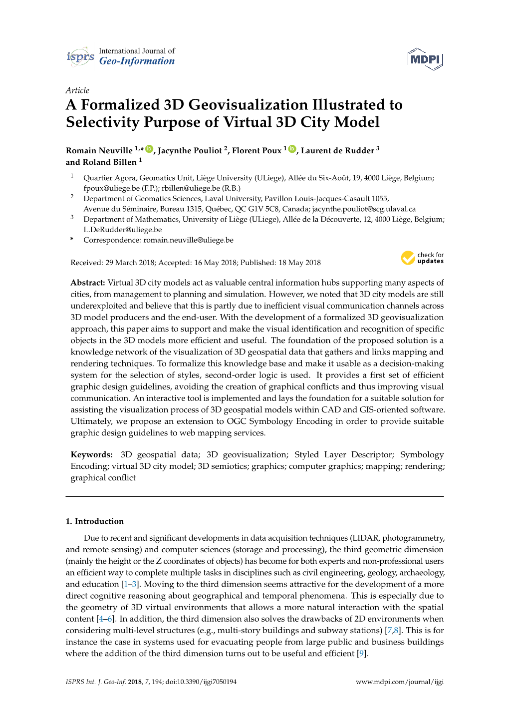 A Formalized 3D Geovisualization Illustrated to Selectivity Purpose of Virtual 3D City Model