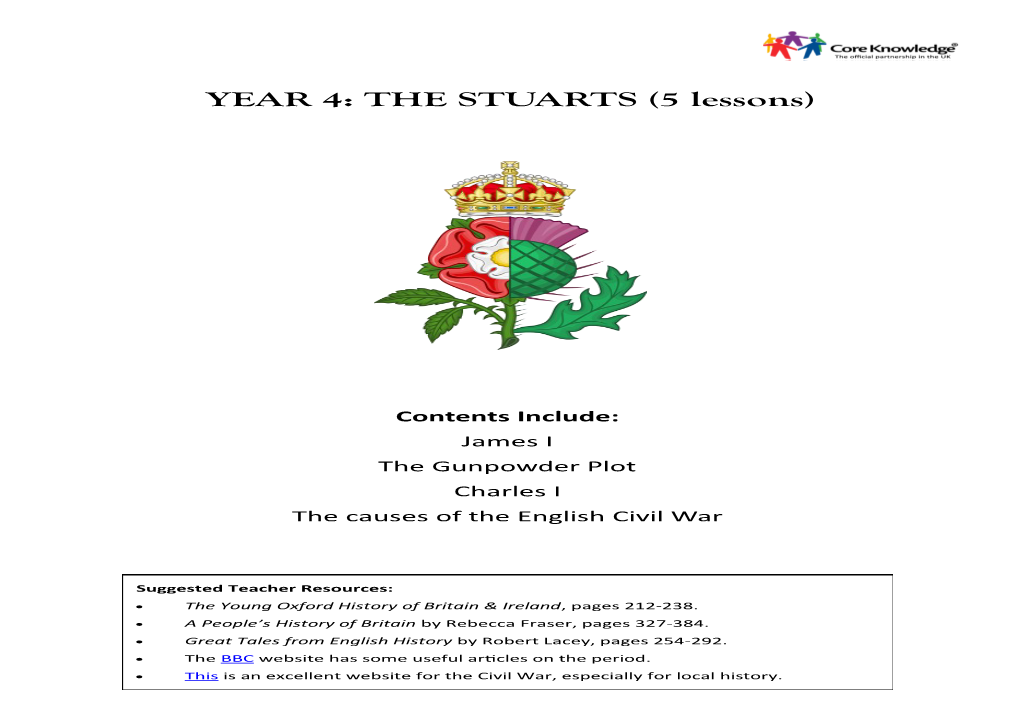 YEAR 4: the STUARTS (5 Lessons)