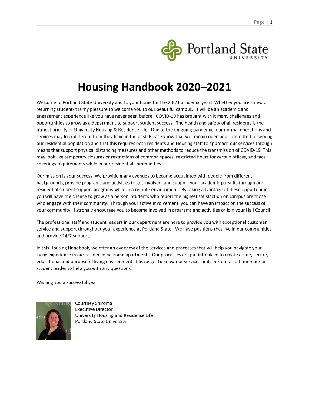 Housing Handbook 2020–2021