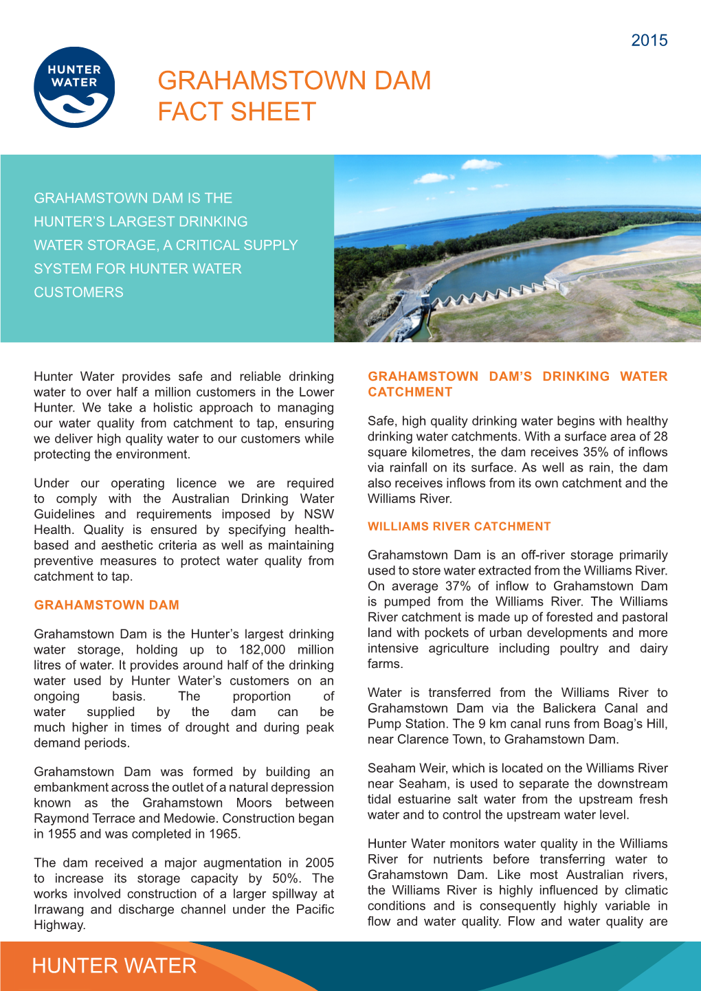 Grahamstown Dam Fact Sheet
