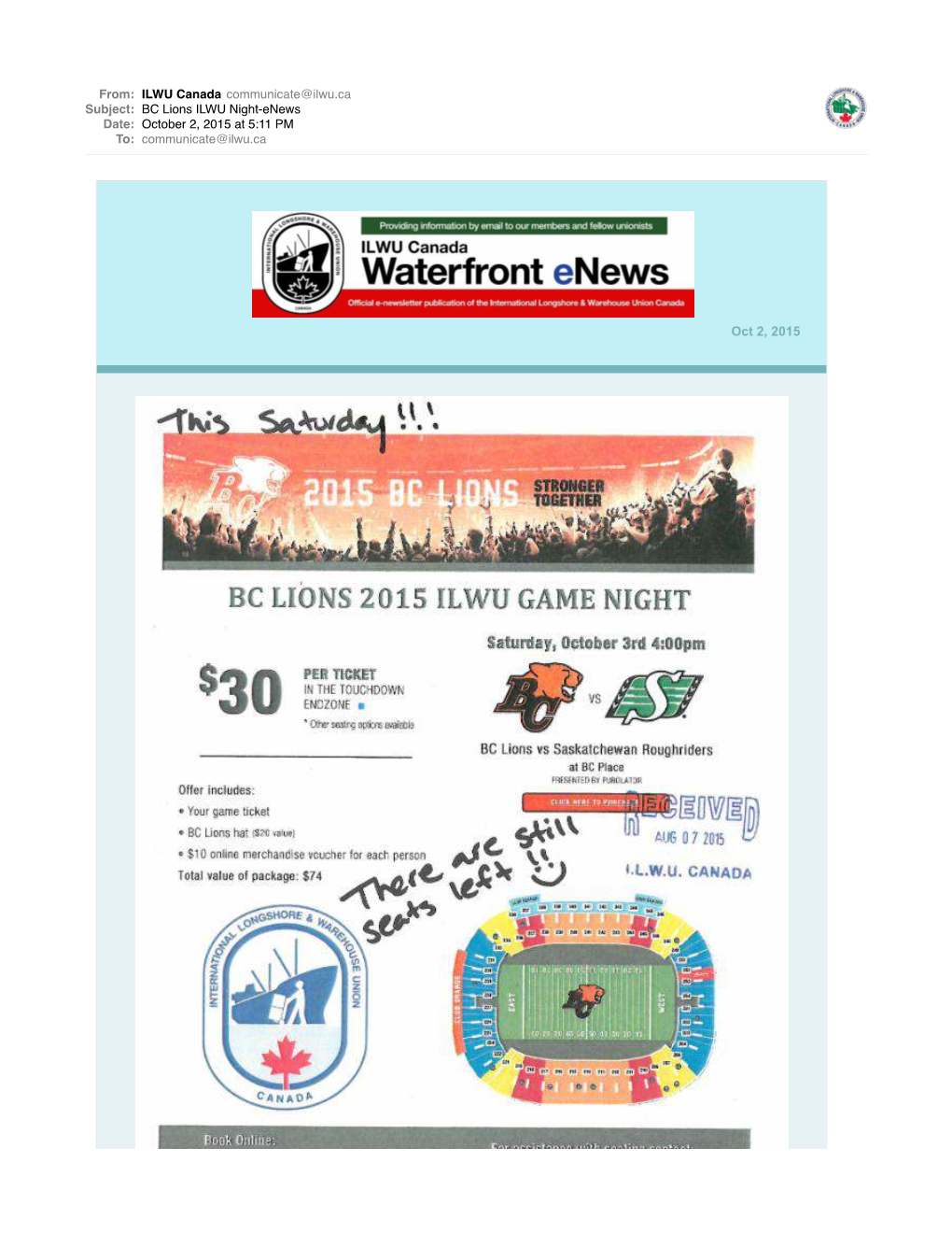 BC Lions ILWU Nightenews