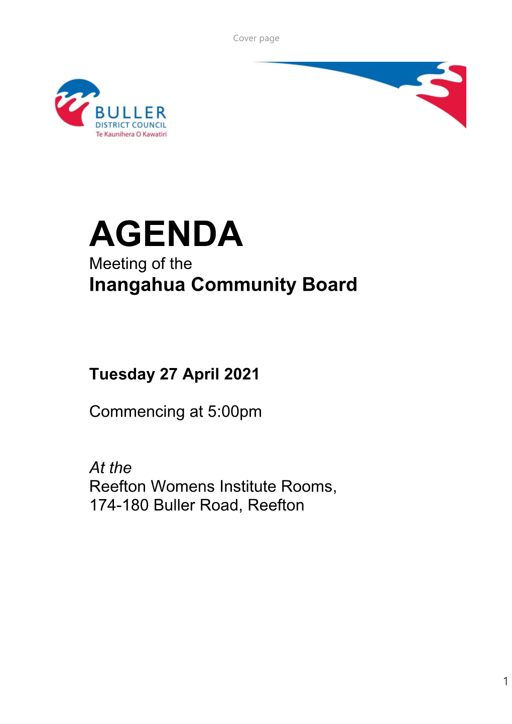 Inangahua Community Board – 27 April 2021