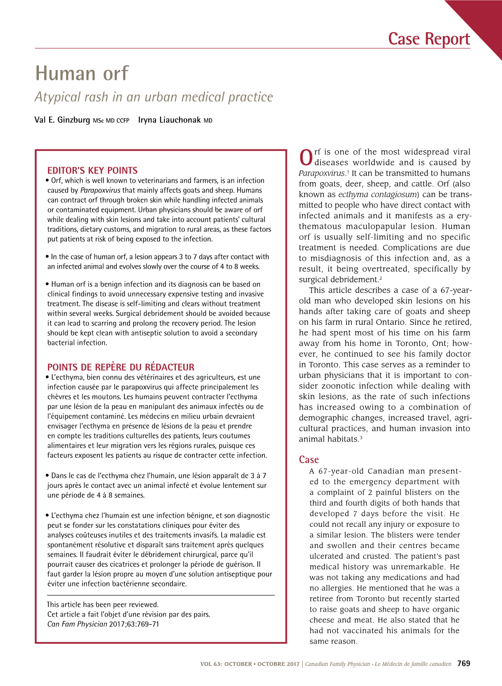 Human Orf Atypical Rash in an Urban Medical Practice