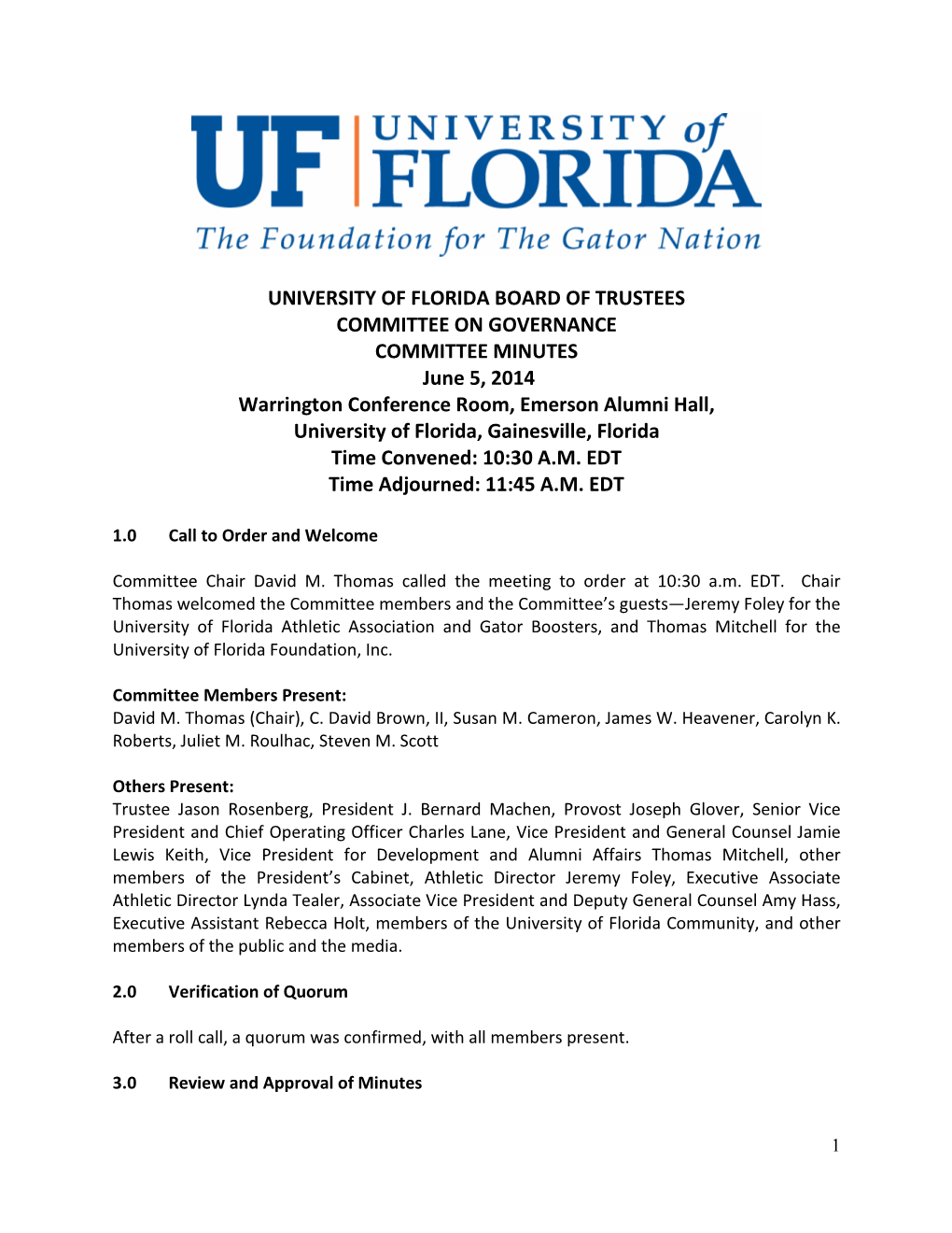 University of Florida Board of Trustees Committee On